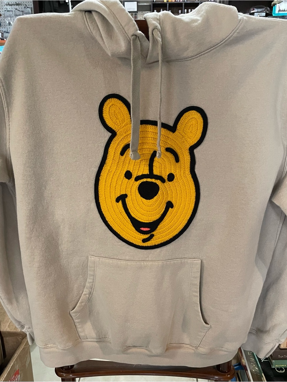 Disney Tan Hoodie with Yellow Embroidered Winnie the Pooh